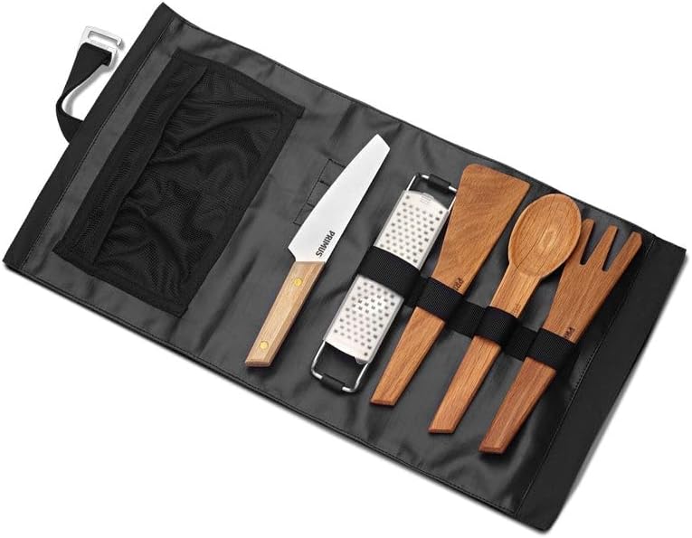 Primus | CampFire Prep Set | Portable Knife, Zester/Grater, and 3 Oak Cooking Utensils for Camping & Outdoor Cooking