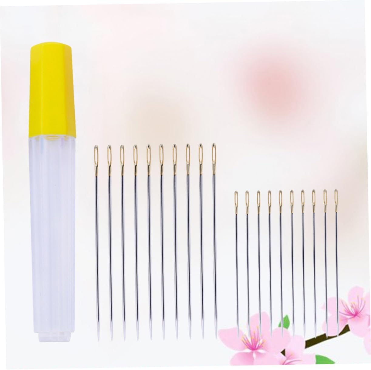 VILLFUL 20pcs Carbon Steel Embroidery Needles Set Large Hole for Easy Thread Assorted for Stitching Crocheting Storage Barrel Included