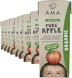 AMA TIME Organic Apple Juice Boxes for Kids – 24 Pack, 6.76 fl oz Each | With Vitamins A & C, USDA Organic, No Added Sugar, Gluten-Free | Perfect for School Lunch, Travel, or Snacks