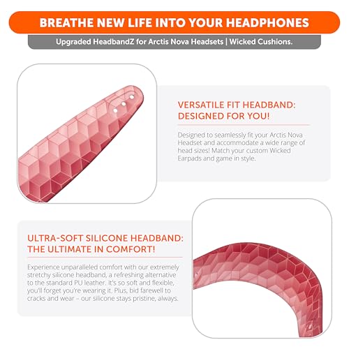WC HeadbandZ Arctis Nova - Upgraded Silicone Headband for Arctis Nova Headsets by Wicked Cushions - Enhanced Flexibility, Comfort, and Style with Matching Earpad Designs | Hex Red by WC - Image 4
