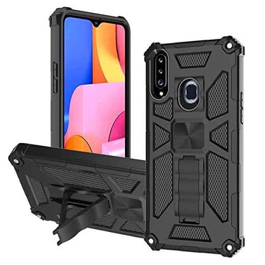 Kickstand Case for Samsung Galaxy A20S, KUAWEI Military Grade Full-Body Rugged Dual-Layer Holster Case with Built-in Kickstand for Samsung A20S (Black)