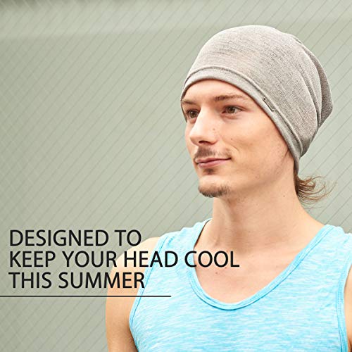 Image of Mens Light Weight Breathable Beanie Knit Hat Slouch Baggy Style Plain Color