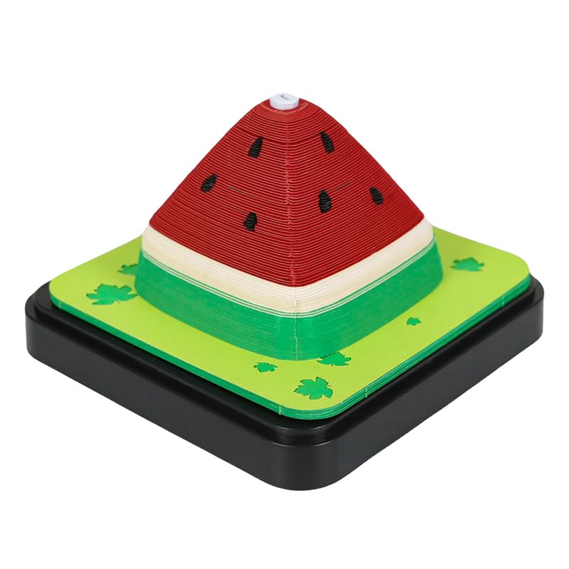 HXCQYGL 3D Notepad, 3D Calendar Tear Off 2026, 2026 Desk Calendar Notepad with Light, Paper Sculpture Desktop Ornament (Watermelon)
