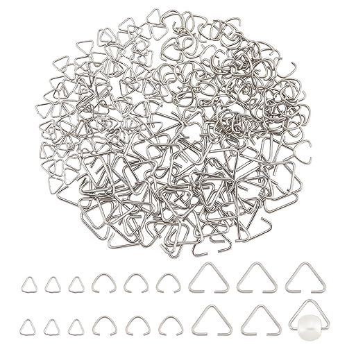 UNICRAFTALE 300Pcs 3 Styles 304 Stainless Steel Triangle Open Jumps Rings Pinch Bail Hang Drops Open Triangle Buckle Clasps Charm Bead Pendant Connector for Jewelry DIY Accessories