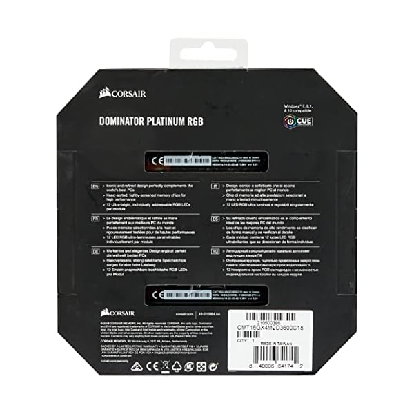 CORSAIR Dominator Platinum RGB 16GB (2x8GB) DDR4 3600 (PC4-28800) C18 1.35V Módulos de Memoria de Alto Rendimiento optimizados para AMD Ryzen - Negro - Image 3