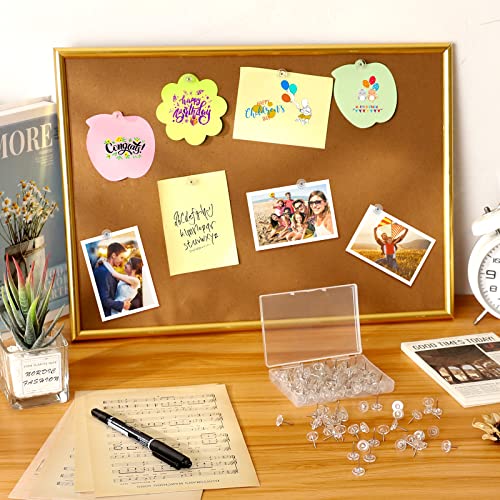 Jimsumm 150 Pcs Push Pins, Standard Plastic Head Steel Point Clear Thumb Tacks For Wall, Clear Plastic Round Head For Bulletin Boards, Fabric Markers, Crafts And Office Organization (Clear) #TOP6