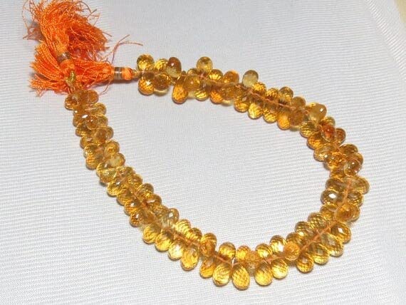 Citrine naturelle gouttes facettées pour concevoir vos bijoux d'été et accessoires