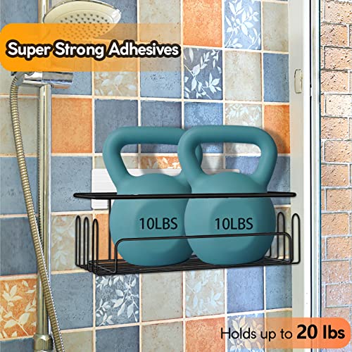 Smatorga 2-Pack Shower Caddy, Adhesive Bathroom Shelves With 11 Fixed Hooks, 100% Sus304 Stainless Steel Organization And Storage For Bathroom/Kitchen/Dorm/Living Room, Black #TOP1