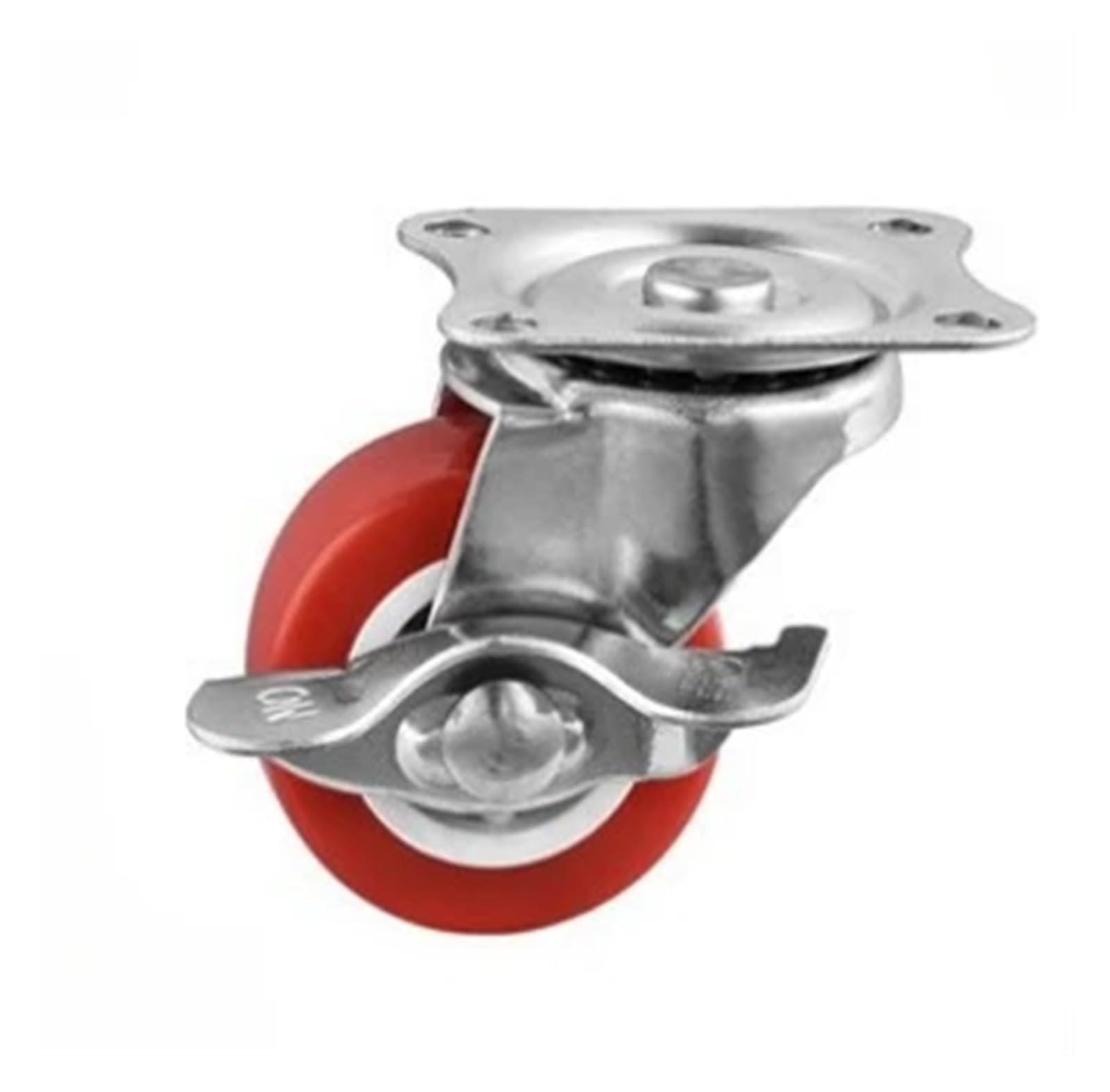 MXXDMOPD 4 Pieces/lot 1.5 inch/2 inch/3 inch red PVC Caster M8/10/12 Screw Fixed//Brake Wheel Silent(Brake,2.5 Inch)