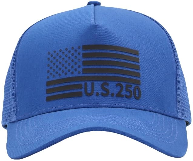 Image of USA Flag Snapback Hat Fits One Size&XXL /3XL - Mens Mesh Trucker Ball Hats - US 250th Anniversary Veterans Memorial Day Gifts