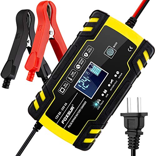 12V 8Amp/24V 4Amp Automotive Smart Battery Charger/Maintainer for Car, Truck, Motorcycle, Lawn Mower