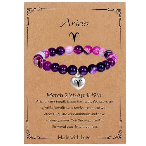 Zodiac Bracelet for Women Girls, Zodiac Bracelet Gifts for Women Birthday Valentine Christmas End of Year, Natural Stone Horoscope Beaded Bracelet Healing Zodiac Bracelet Gifts for Women Girls