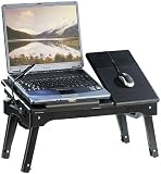General Office Stolik pod notebook z LED, regulowany na wysokość, 4-portowy hub USB