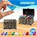 HRLbrc Diving Gems Pool Toys, 18 Big Colorful Diamond with Pirate Treasure Chest Box, Swimming Dive Toy Set Underwater Gemstones for Kids Gift Party Water Beach Pool Games