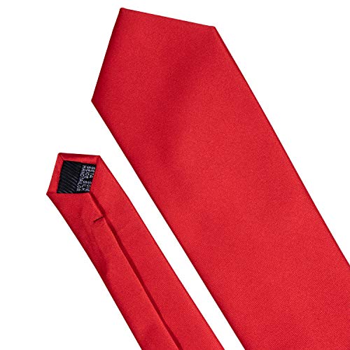 Image of Barry.Wang Plain Men Silk Ties Extra Long Satin Necktie for Wedding Business Handkerchief Cufflinks Set Solid Colors