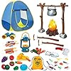 51b2qhmt6kl - MITCIEN Kids Camping Set with Campfire, Play Tent , Binoculars, Oil Lantern, Toddlers Pretend Cutting Fruits, Marshmallow, Camping Toys Play Set for Boys Girls 3-5 Year Old and Up Indoor Outdoor Toys - Kids Camping Set