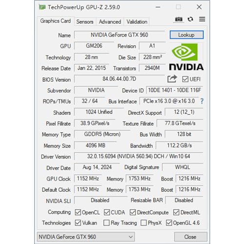 Image of QTHREE Geforce GTX 960 4GB Graphics Card,GDDR5 128-bit,DP,HDMI,DVI-D,4K
