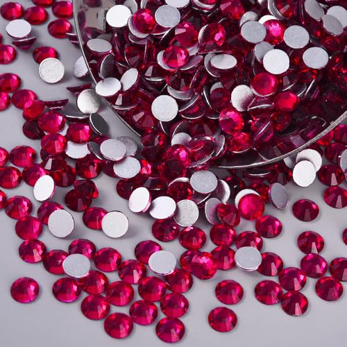Image of 1440pcs Flat Back Crystal Rhinestones for Nail Art Crafts Bedazzling Kit Diamonds Set Clear Rhinestones for Clothes 0.14 inch 3.8mm SS16 Burgundy Red
