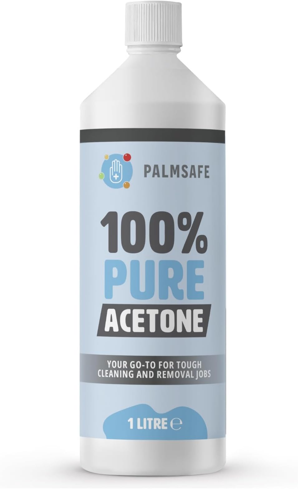 Palmsafe 1 Litre 100% Pure Acetone Super Strength Nail Polish Remover Removes Toughest Gel, Acrylics, Tips, and Glues Trusted by UK Beauty Salons Clear,Packaging may vary