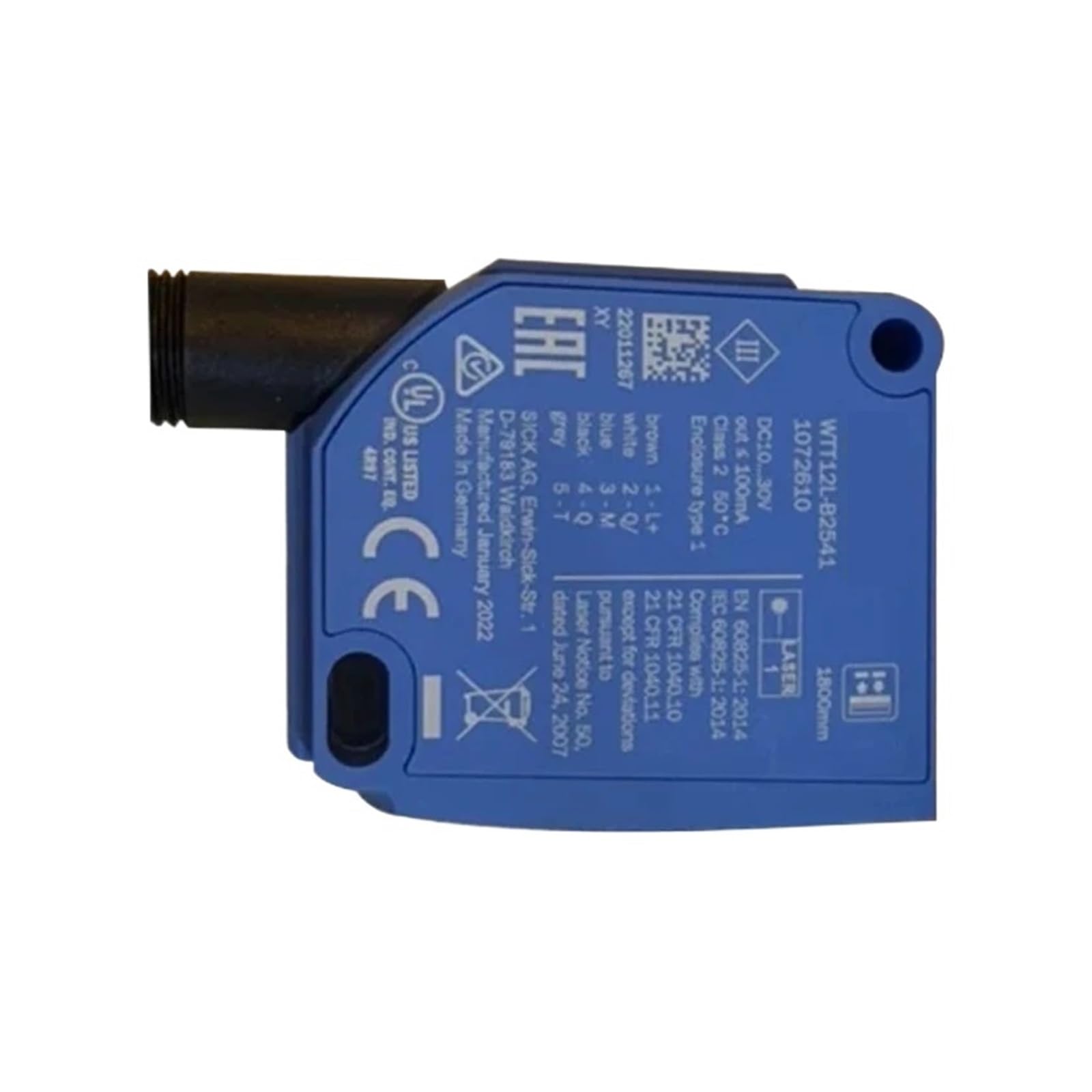 Capteur WTT12L-B2541 avec détection laser 1800mm et sortie push-pull stable