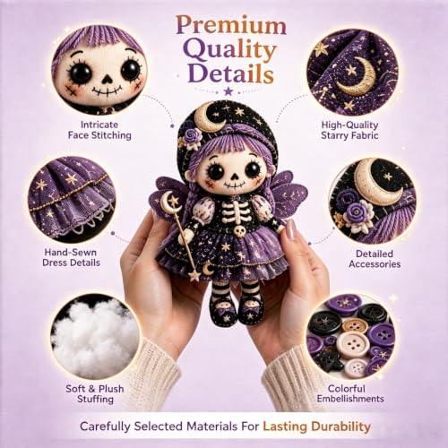 Kit patchwork Halloween para evitar errores al coser muñecas M 5