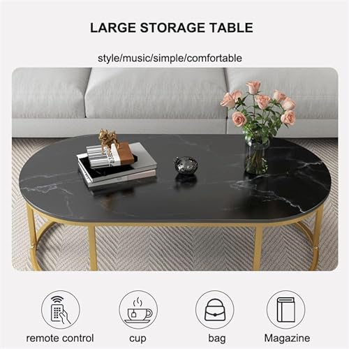 Image of Coffee Tables for Living Room Modern Coffee Table Oval Sofa Table Center Tables for Living Room 2 Tier Side Table Small Apartment Home Furniture Black Gold 2T (Black Gold 1T)