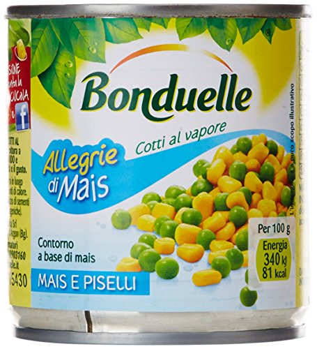 Bonduelle Mais e Piselli Cotti al Vapore, 3 x 170g
