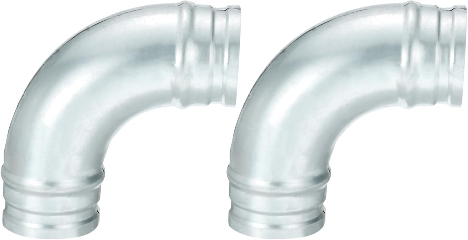 PATIKIL 4 Inch 90 Degree Duct Connector, 2 Pcs Galvanized Steel Elbow Vent Tube Connector Ducting Pipe Adapter Fittings for HVAC Dryer, Exhaust, Extractor, Ventilation System