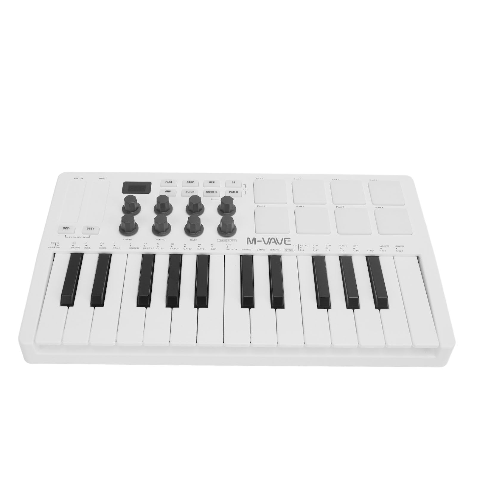 Drfeify Controller Tastiera MIDI Controller Tastiera MIDI USB Dinamica a 25 Tasti con 8 Pad RGB 8 Manopole Bluetooth Alimentato a Batteria per Produttori di Beat Produzione di Viaggi in Studio