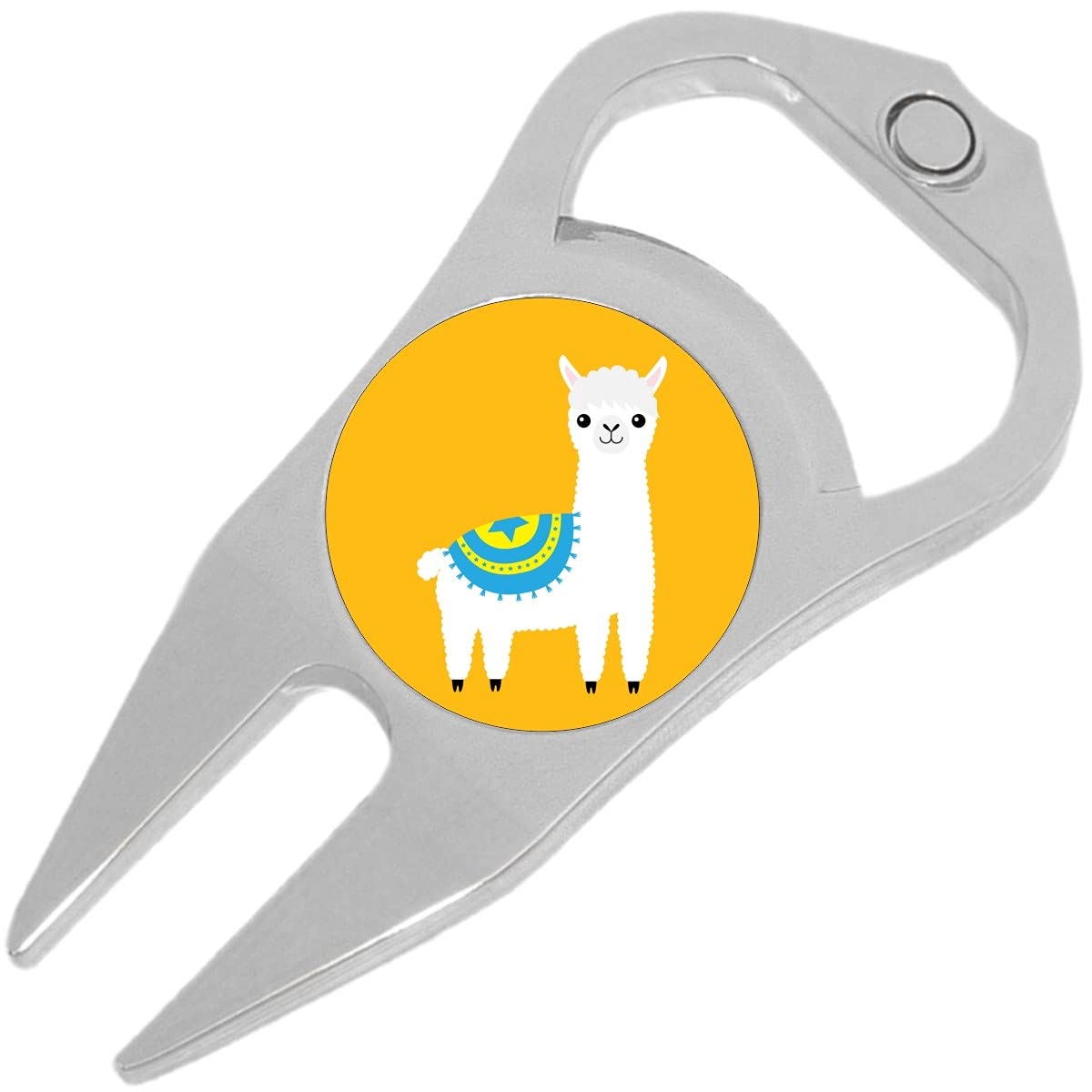 NewCharms Cute Llama on Yellow Golf Ball Marker Divot Repair Tool Bottle Opener