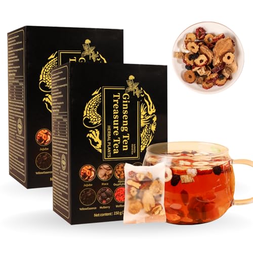 10 sachets de thé au ginseng, thés Dix Trésors au ginseng amélioré, thé pour les reins pour hommes et femmes, certifié FDA (150 g/10 g x 15 sachets) (2PCS) 10 sachets de thé au ginseng, thés Dix Trésors au ginseng amélioré, thé pour les reins pour hommes et femmes, certifié FDA (150 g/10 g x 15 sachets) (2PCS)