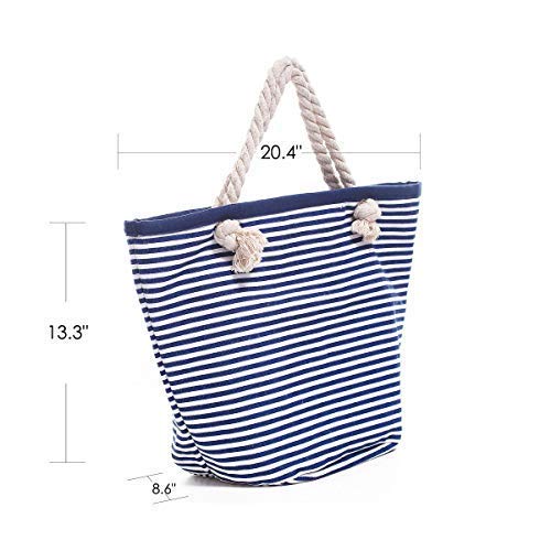 Ys·au Women Tote Beach Bag With Rope Handles Fashion Stripe Pattern Travel Shopping Shopping Bag With Zippers Duty Bag #TOP3