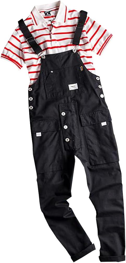 Puhao プハオ メンズ ゆったり 安い購入 サスペンダー スリム ロングパンツ オーバーオール カジュアル ジャンプスーツ サロペット おしゃれ