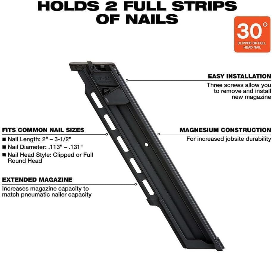 48-08-2745 for Milwaukee 30-Degree Framing Nailer Extended Capacity Magazine