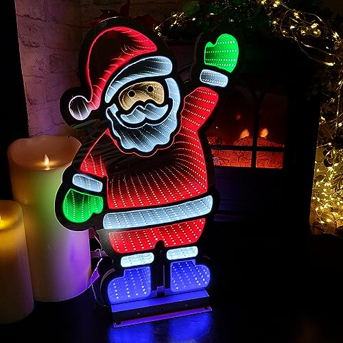 Samuel ALEXANDER 56cm LED Infinity Christmas Light Standing Santa Decoration with Metal Base