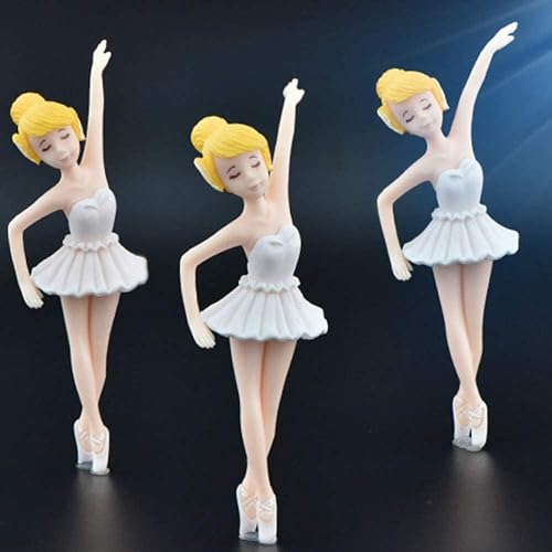 Miniatura 7 de HYSTYLE 4 piezas de figuras bailarinas bailarinas para niña, decoración de pastel de bailarina para decoración de tartas