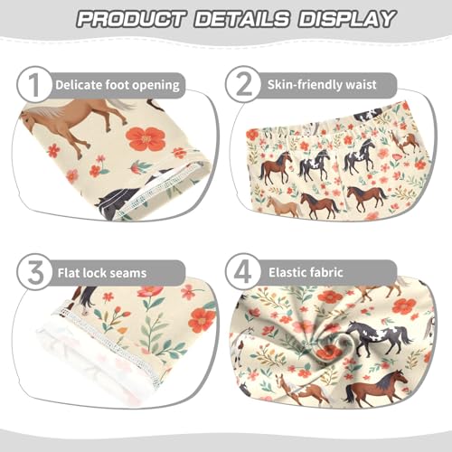 senya Girls Printed Leggings Yoga Pants Horse Flowers Grass Pattern for Kids in 4t to 10 Years, 4T3