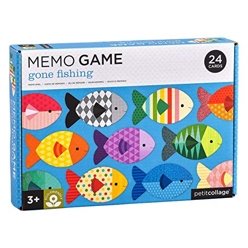 Petit Collage Memory Game, Gone Fishing – Cute Card Matching Game for Kids Ages 3+ – Includes 24 Large Cards and Easy Storage Box – Learning Game that Promotes Visual Recognition & Memory