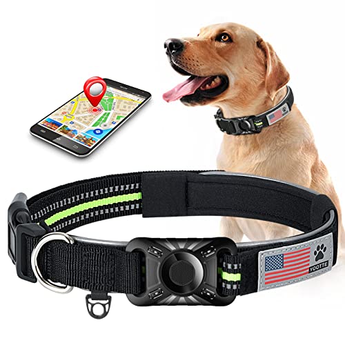 Reflective AirTag Dog Collar with Holder Case, Padded Breathable Dog ...