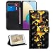 Produktbild COTDINFOR LG K40 Hülle 3D-Effekt Painted cool Schutzhülle Flip Bookcase Handy Tasche Schale mit Magnet Standfunktion Etui für LG K40 Golden Butterflies YX.