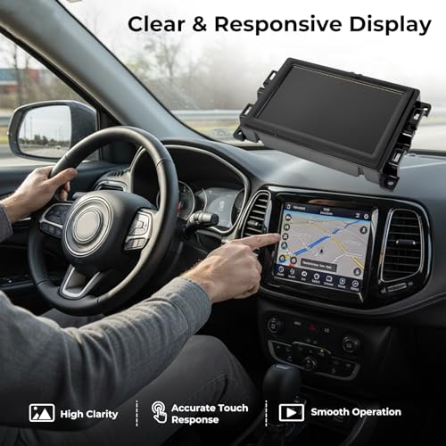 Image of 7 Inch LCD Display Touch Screen Digitizer Monitor with Bracket Compatible with Jeep Compass 2017-2020 Compatible with Uconnect Replace TDO-WXGA0700K00033-V2 TDO-WXGA0700K00057-V1
