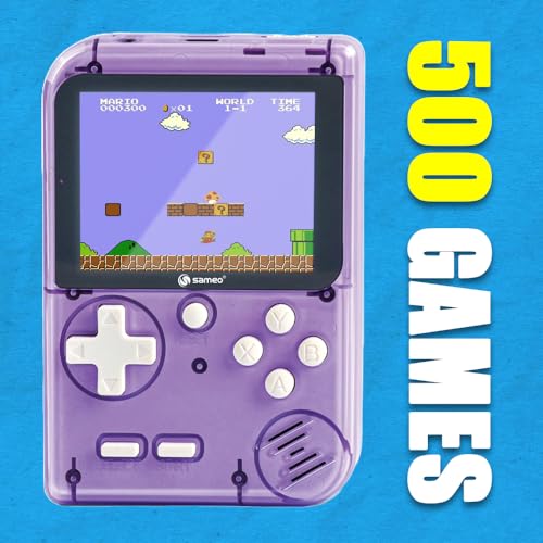 Image of Sameo Handheld Video Game Console, Dreamboy Retro Mini Game with 500 Classic Retro Game TV Compatible for Kids, Rechargeable 8 Bit Classic (Ice Purple)