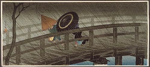 Impression toile Takahashi Hiroaki Pluie sur le pont d'Izumi 60x90cm