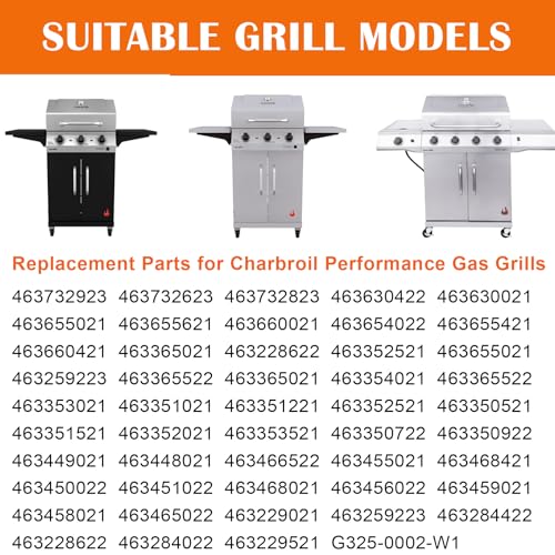 MOASKER Grill Replacements Parts for Charbroil Performance 4 Burner 463365021 463352521 463365522 Gas Grill,5 Burner 463448021 463450022 463451022, Heat Plate,Grill Burner,Grill Igniter,Crossover Tube
