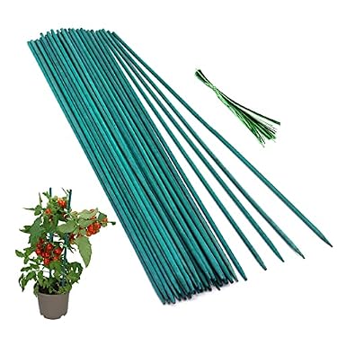 AMAZON - 50 Pcs Plant Sticks Green Plant Stakes, Plant Support Garden Stakes for Indoor and Outdoor Plants, GAGINANG Sturdy Garden Wood Bamboo Sticks, Floral Plant Stakes for Garden Potted Plants（18 Inches）