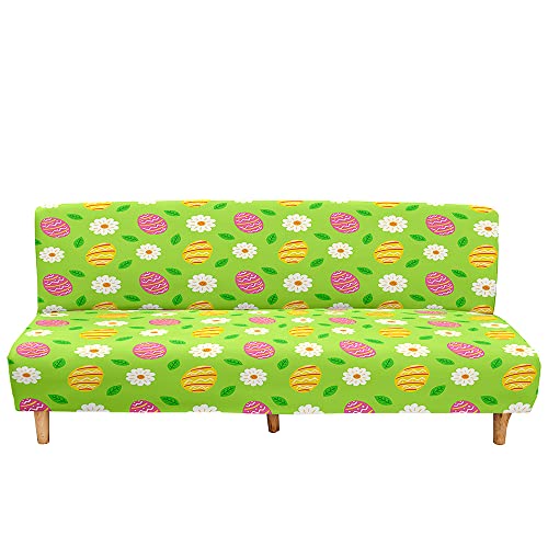 Surwin Elástica Fundas de Sofá Sin Brazos Clic Clac de 2/3 Plazas, Huevo de Pascua 3D Antideslizante Funda Protectora para Sofá Cama Sofá Plegable sin Reposabrazos (Pascua 1,M:160-190cm)