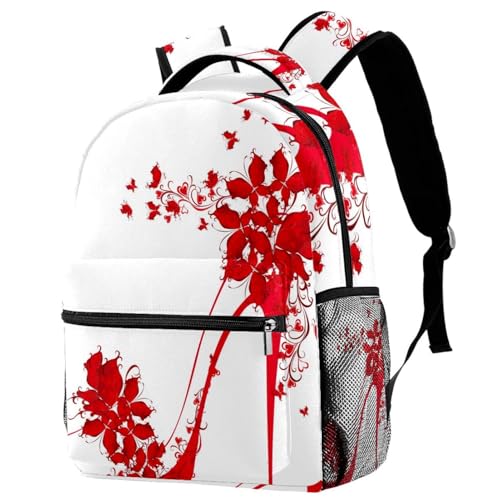 Sac à dos d'école multicolore aux motifs originaux de talons hauts rouges