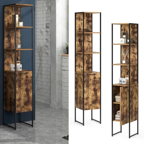 Vicco Mobile Bagno Alto Fyrk, Rovere Rustico/Nero, 33 X 185 Cm - 4
