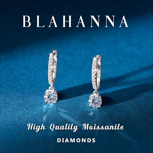 Moissanite Earrings, Sterling Silver Hoop Earring 1.0ct-2.0ct D Color Brilliant Hypoallergenic Earring for Women Men Drop Dangle Moissanite Leverback Mother's Day Gift4