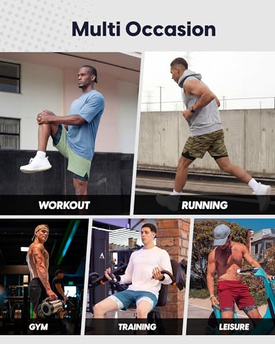 Image of maamgic Mens Workout Shorts 2 in 1 Stretch 5 inch / 7 inch Gym Shorts Running Shorts with Compression Liner Zip Pocket